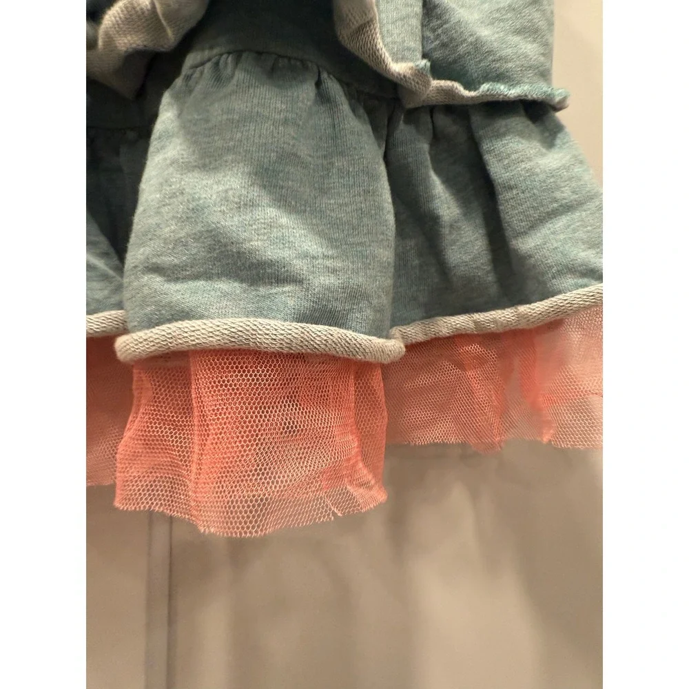 Matilda Jane Girls Blue Tiered Ruffle Dress Coral Tulle 18-24‎ Mos Little Sprite